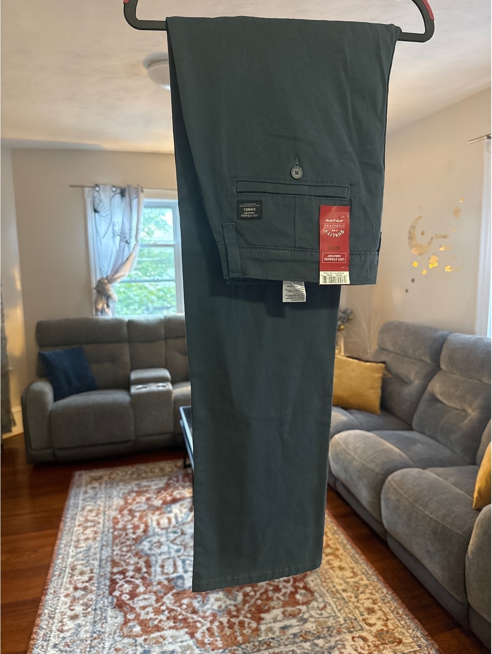 Men's Levi Strauss Straight Fit Gray Chino Pants Size 34x32